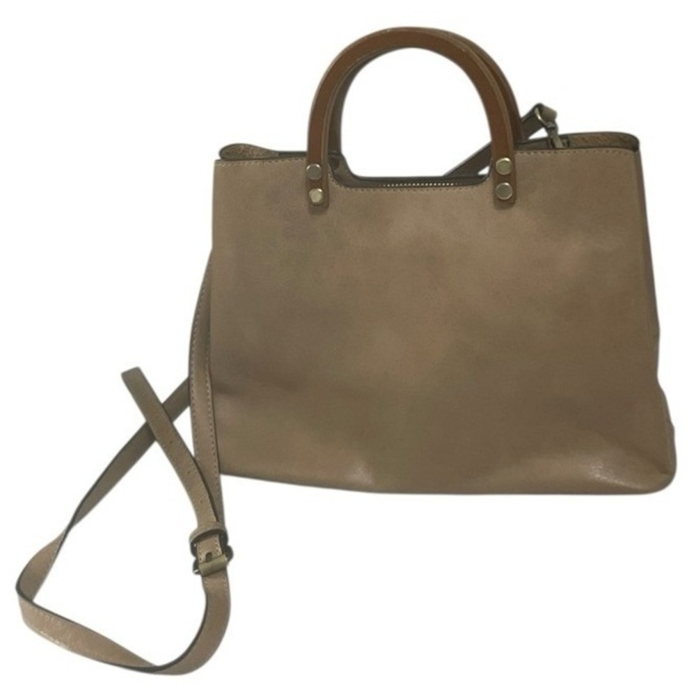 Joy Susan‎ Tan Satchel Purse with Wooden Handles *READ*